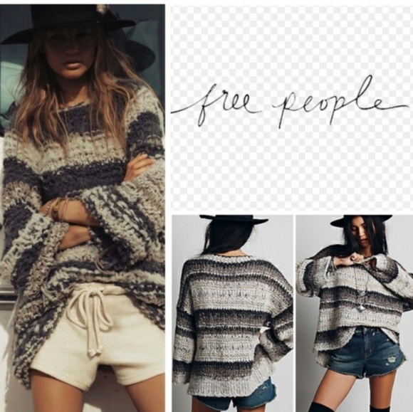Free People Sweaters - Free People Wool Multi Stripe Oversized Slouchy Sweater NWOT Medium